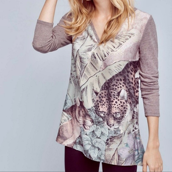 Anthropologie Tops - ANTHROPOLOGIE Akemi + Kin Fauna Leopard Print Henley